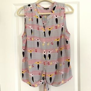 Talbots Sleeveless Tie Front Blouse Size XL